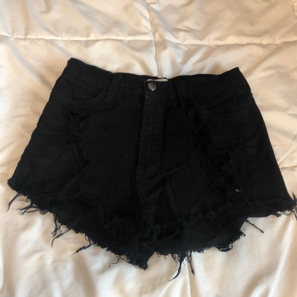 Black Jean cut-off shorts, high waisted, size medium